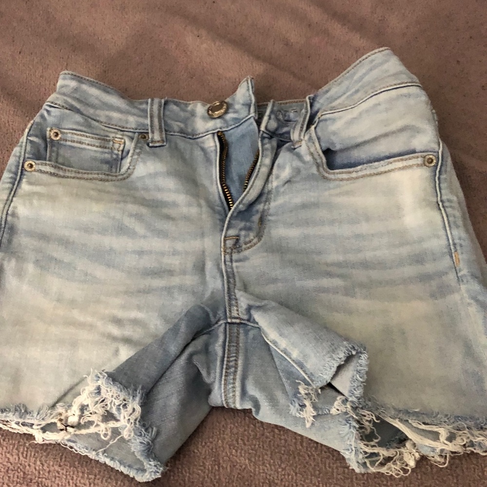 Light wash jean shorts